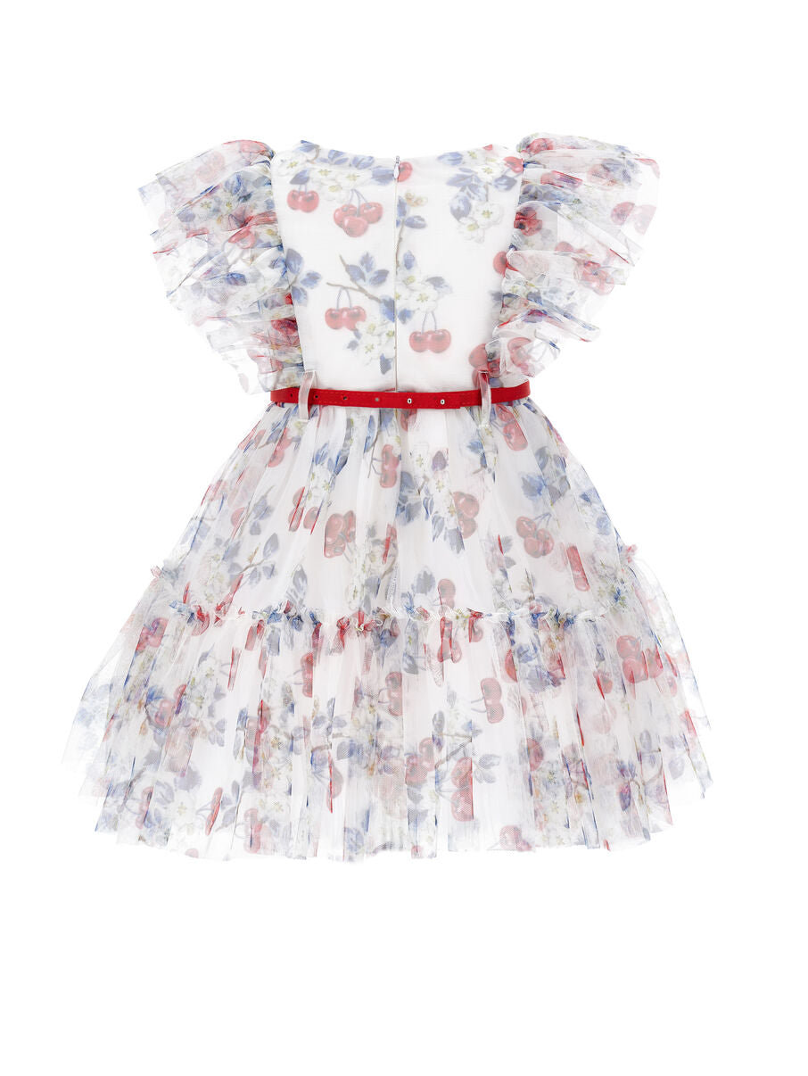 Abito tulle ciliegie Monnalisa