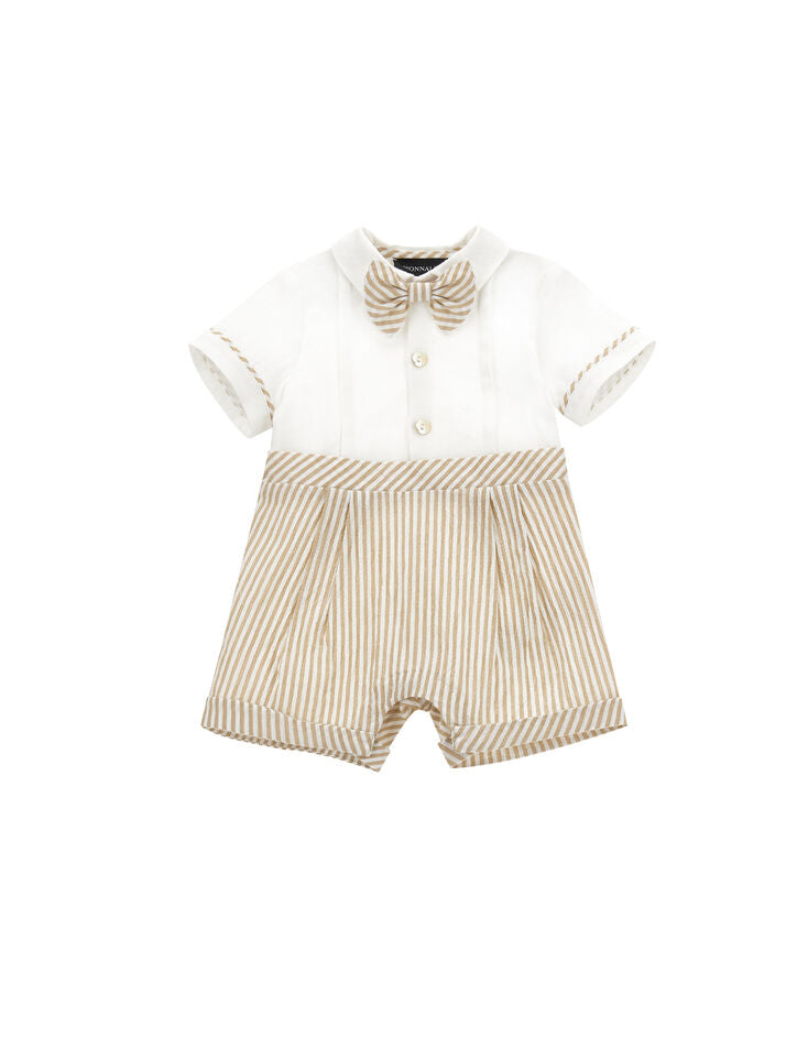 Pagliaccetto lino con papillon Monnalisa