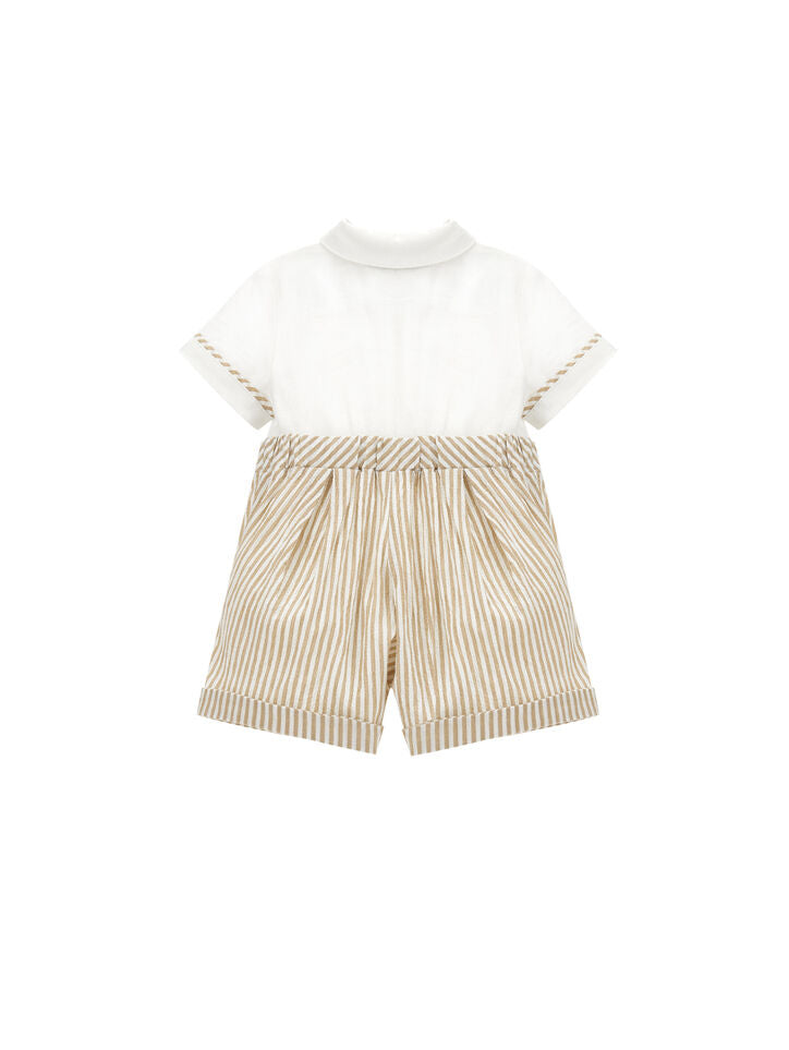 Pagliaccetto lino con papillon Monnalisa