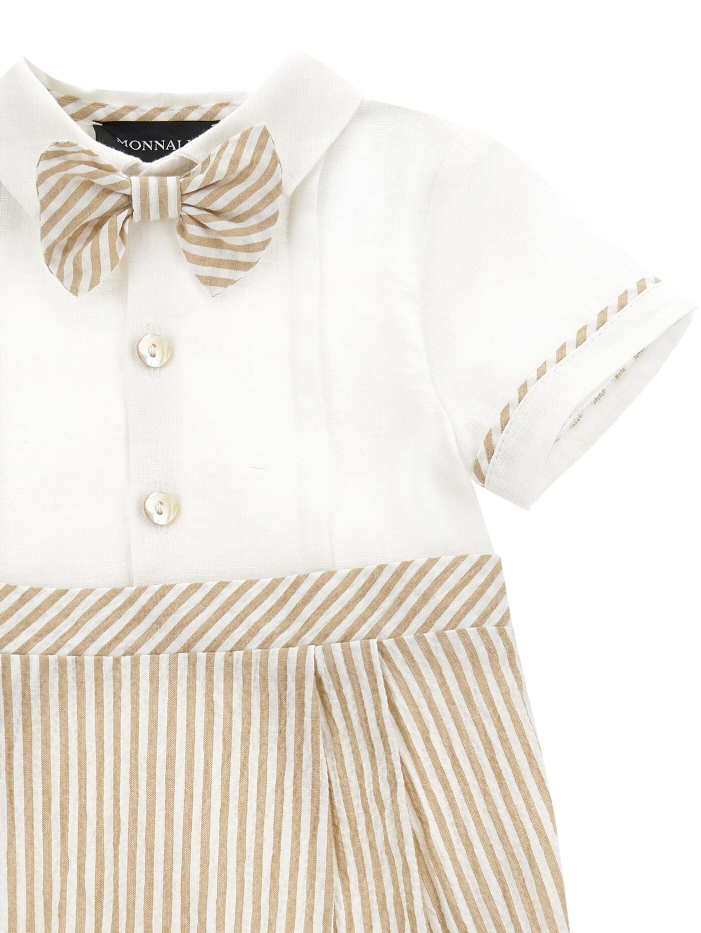 Pagliaccetto lino con papillon Monnalisa